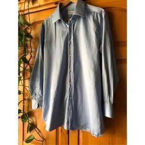Brioni Blue  Cotton Dress  Shirt  Mens Made In Italy SZ L/17